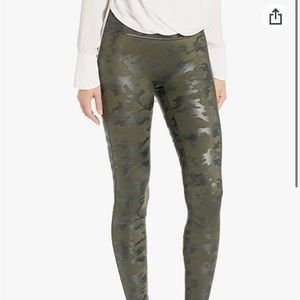 Camo Faux Leather Spanx Leggings